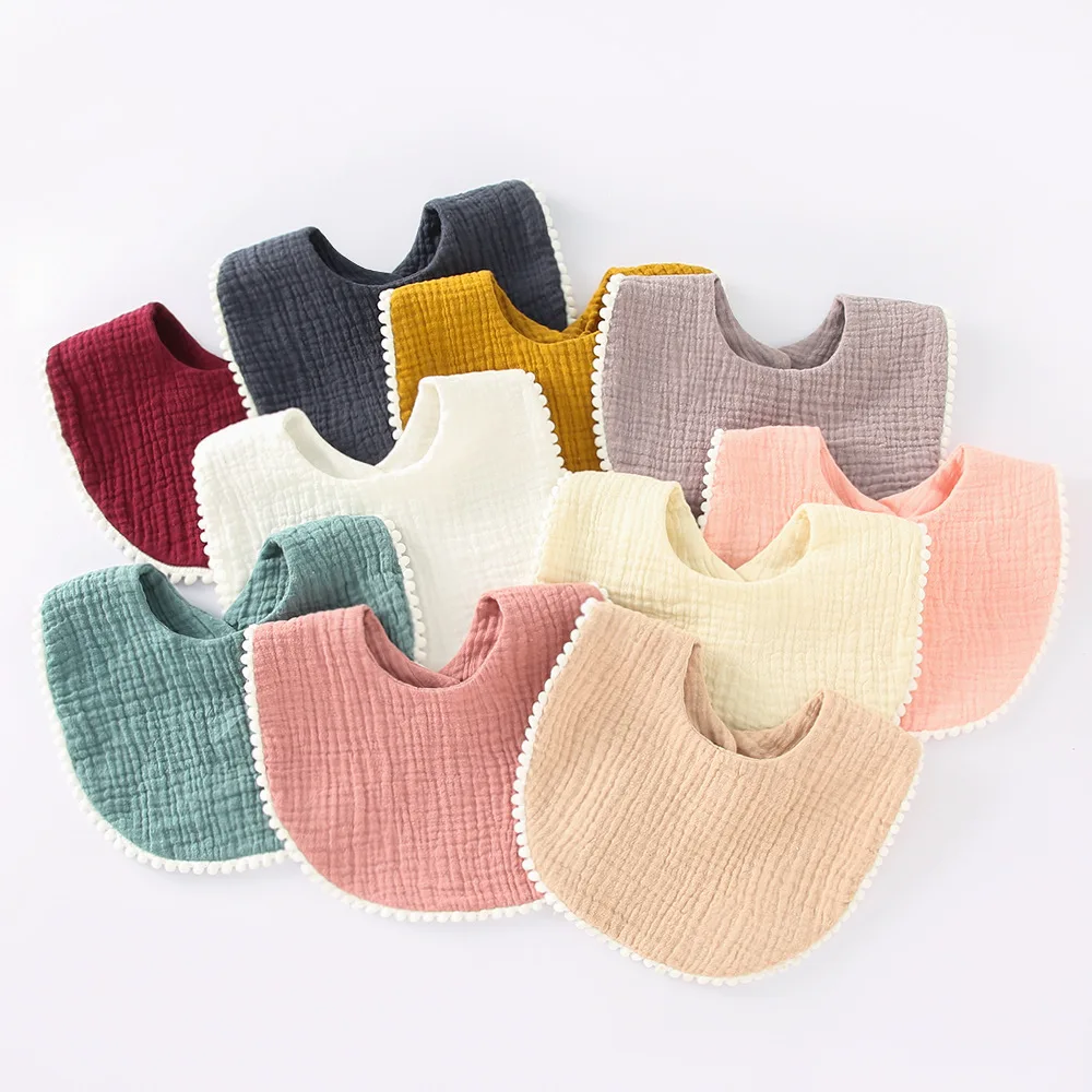 

2022 New Baby Saliva Towel Ruffled Children's Baby Cotton Gauze Lace Bib Saliva Pocket Baby Collar Bib Newborn Accessories