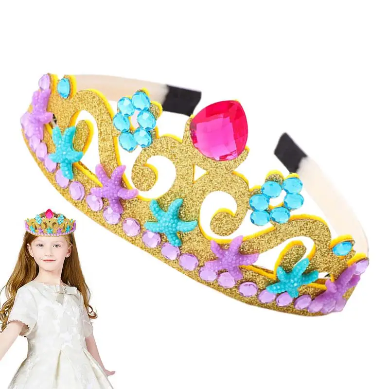 

Glitter Tiara Headbands For Kids Princess Pretend Play Non-Woven Tiara Headbands Dress Up Supplies For Halloween Theater