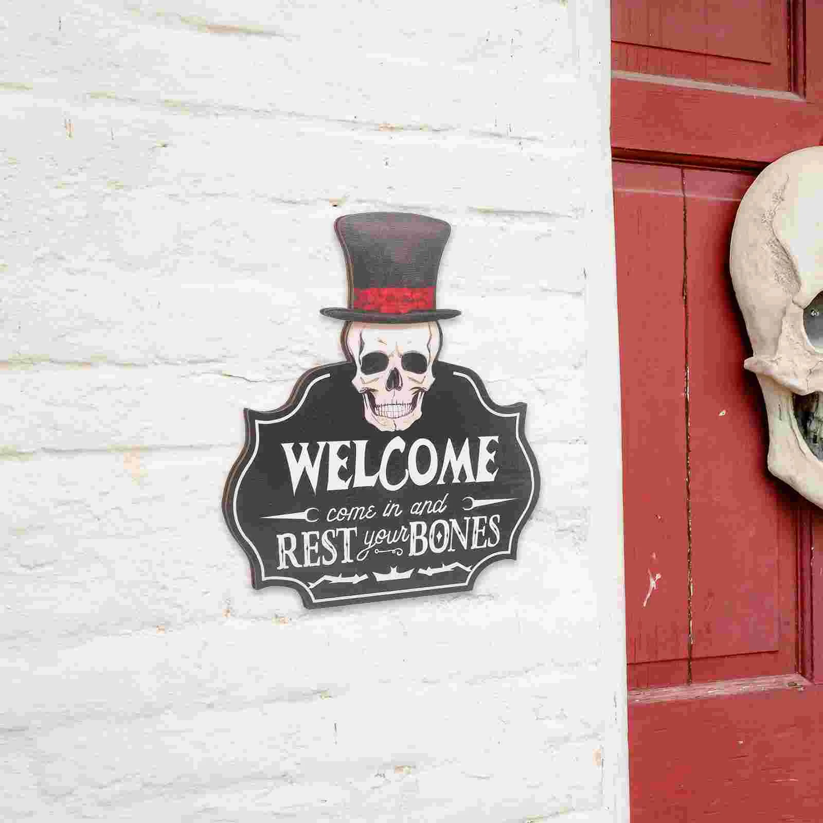 

Wood Halloween Door Sign Welcome Haunted House Wooden Hanging Front Signs Decor Ornaments