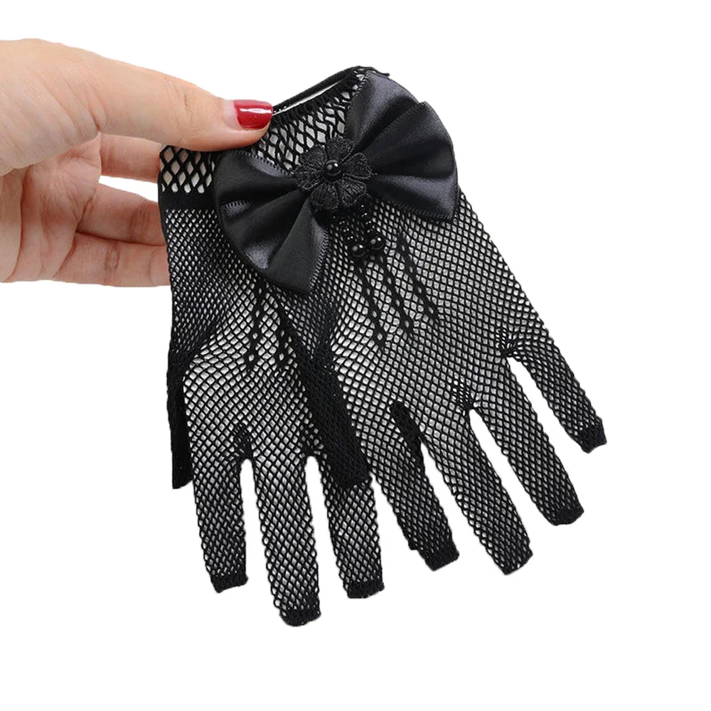 Детские сетчатые перчатки для девочек кружевные эластичные детские рукавицы в