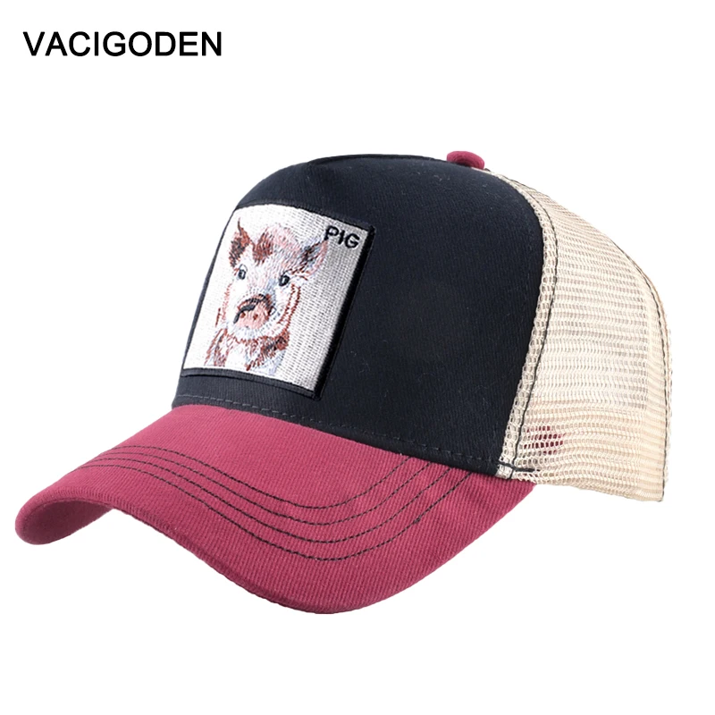 

Fashion New Baseball Cap Men Women Snapback Mesh Peaked Hat With Pig Embroidery Patch Trucker Casquette Summer Visor Gorras