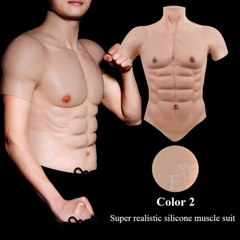Силиконовый костюм для мужчин Eyung, костюм для костюмированной вечеринки, Мужской искусственная грудь, боди, Реалистичная имитация мышц для Хэллоуина