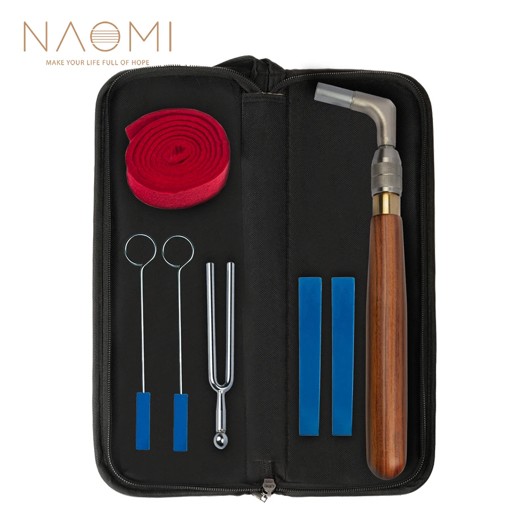 NAOMI Piano Tuning Kit W/Piano Tuning Hammer Adjustable Rosewood Handle Rubber Wedge Mute Temperament Strip Tuning Fork And Case
