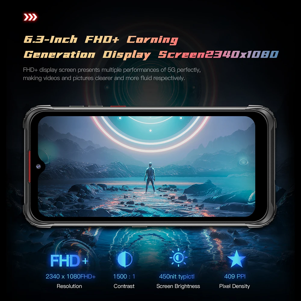 Hotwav Cyber 7 Android 11 5G Rugged Smartphone 6.3Inch FHD Screen 8GB RAM 128GB ROM Mobile Phone 8280mAh Battery 48MP Camera NFC