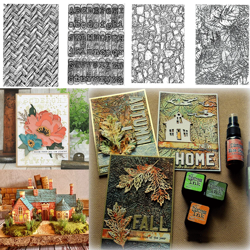 Папка с 3D-тиснением текстурированного плетения букв и подходящие штампы для