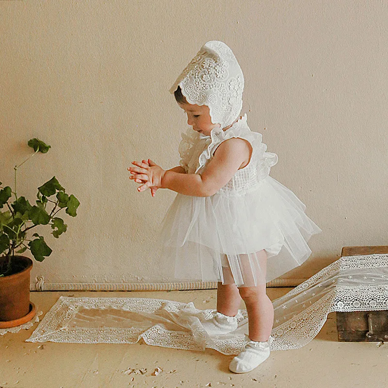 

2022 Summer New Baby Girl Fashion Embroidery Lace Bag Fart Princess One-piece Dress Boutique Clothing Simple Style
