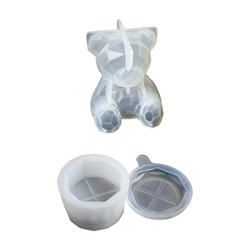 

Геометрический медведь, силиконовая коробка для хранения, форма, кристалл, эпоксидная смола, ручная работа, «сделай сам», ювелирный материа...