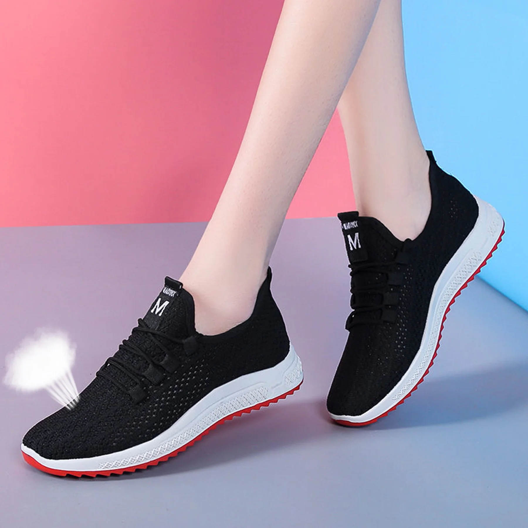 Old Beijing Cloth Shoes Women's Shoes  Pumps Casual Work Shoes Mesh Surface Shoes Soft Bottom Dancing Mom Sports Shoes Non-Slip