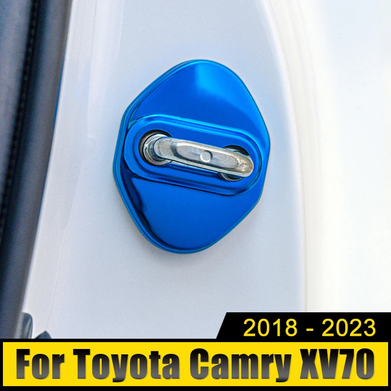 

Stainless Car Door Lock Cover Protect Buckle Case Latch Stop Anti Rust Stickers Accessories For Toyota Camry XV70 2018-2022 2023