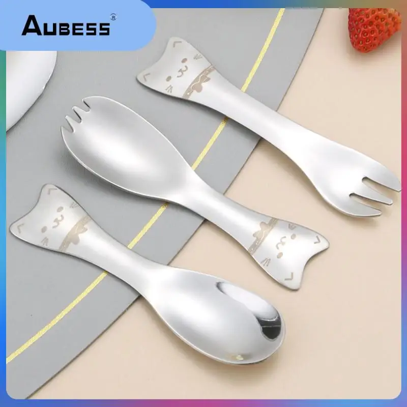 

304 Stainless Steel Salad Spoon Outdoor Camping Equipment Cute Fruit Fork Cookware Children Baby Home Kitchen Accessories 1pc