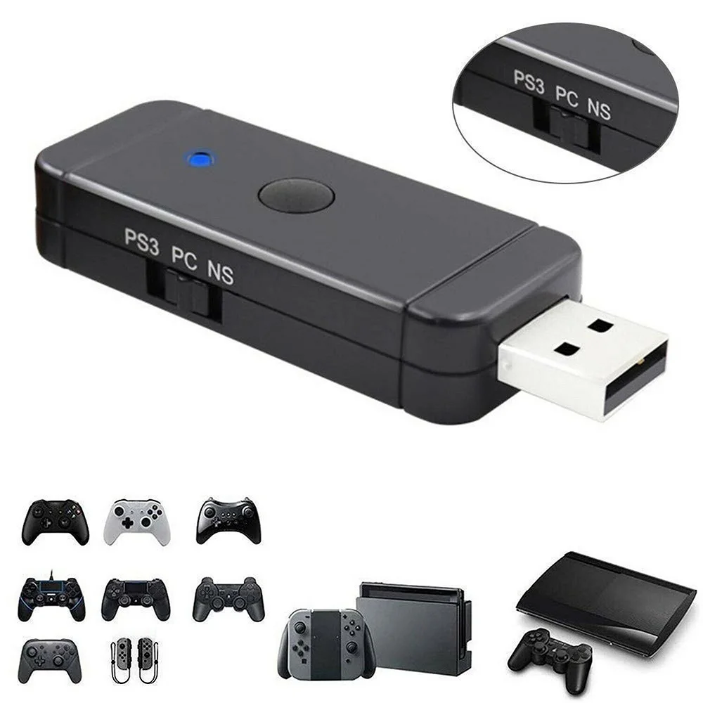 

New Wireless USB Converter Bluetooth Gamepad Game Controller Adapter For Switch Joy-Con PS3 PS4 Xbox One 360 PC