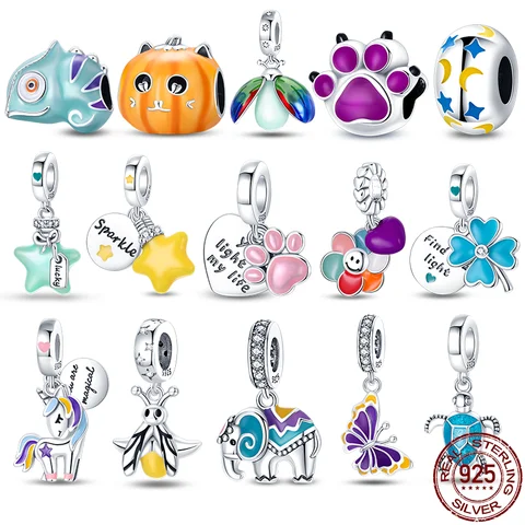Подвески из стерлингового серебра 925 пробы, светящиеся цвета, подходят для браслета 3 мм, оригинальные бусины 925 пробы для DIY MS, ювелирные изделия на день рождения, подарок