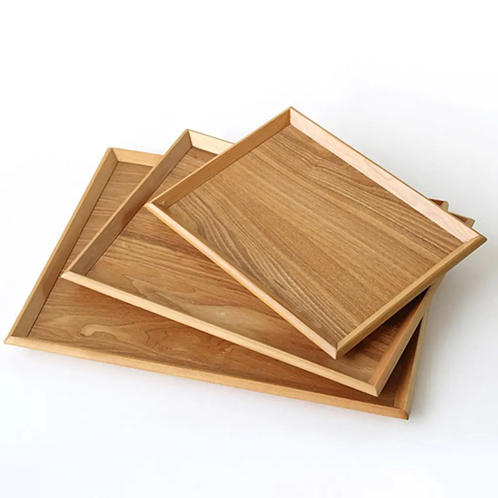 

Edge Large for Snacks,Bread,Fruit Natural Kitchen Supplies Rectangular Tableware Storage Tray Tea Tray Dinner Plate