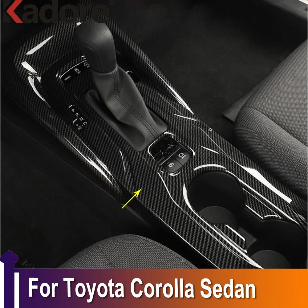 

For Toyota Corolla Sedan 2019 2020 2021 2022 Carbon Fiber Sticker Gear Shift Water Cup Holder Cover Trim Interior Accessories