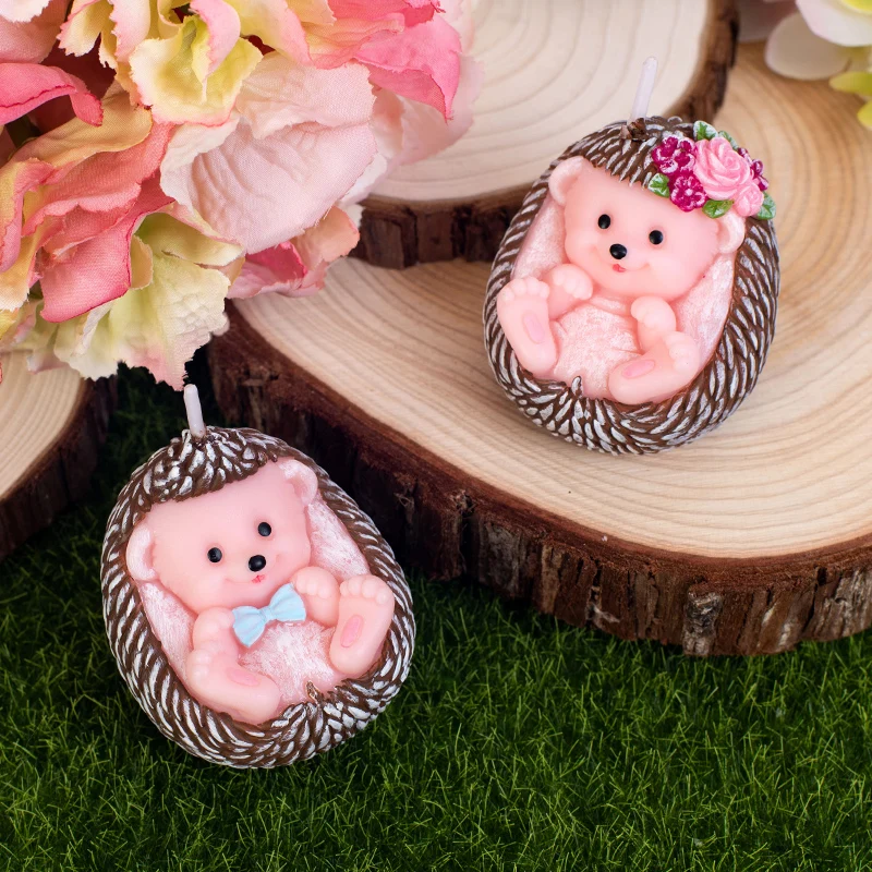 

PRZY Hedgehog Baby Birthday Candle Couple Clay Resin Wedding Mold Silicone Soap Molds Handmade Mould