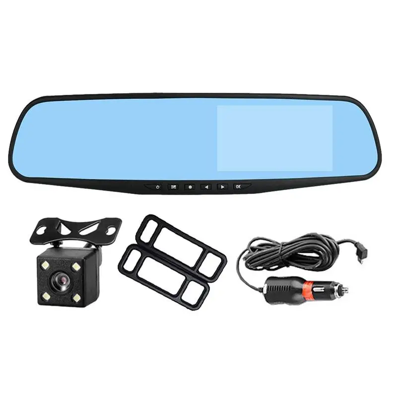 

Rearview Mirror Backup Camera Night Vision Dual Cameras Driving Recorder With High-Definition 1080P Dual Lens Wide Angle Car