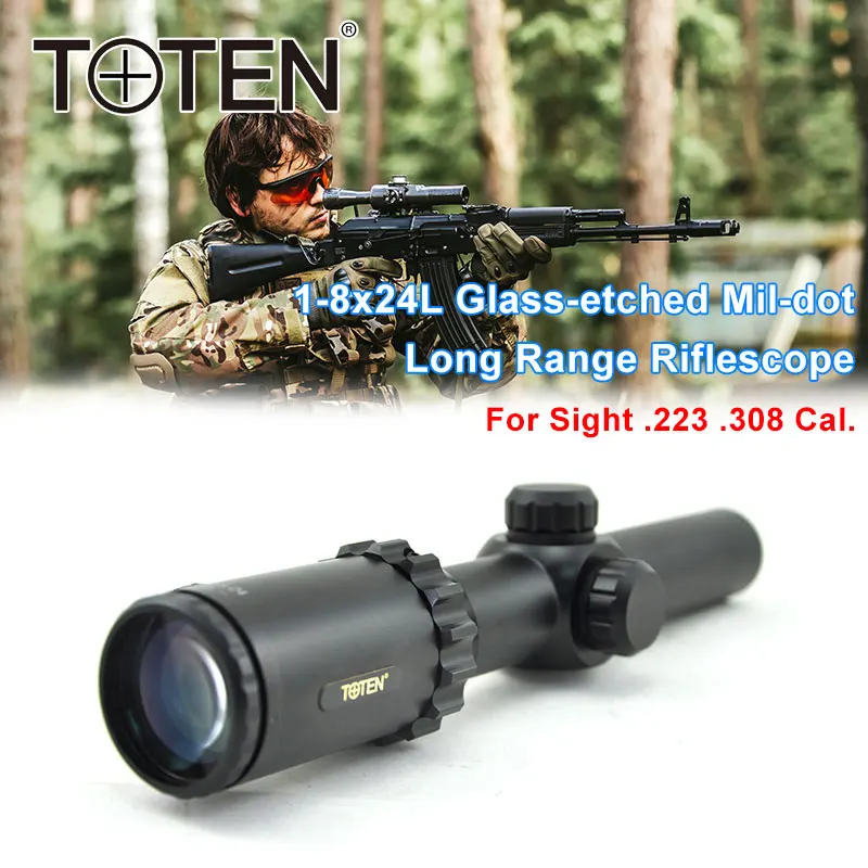 

Охотничий прицел TOTEN 1-8x24L в зеленую/красную точку, прицел для винтовки, аксессуары для тактических прицелов