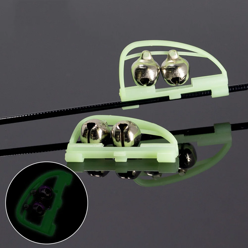 

10 Pcs Fishing Rod Alarm Bells Clip Style Dual Bells Rod Clamp Tip Clip Twin Alert Bells ( )