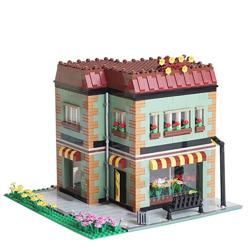 

MOC Town Street View Architecture Modular Flower Shop Building Blocks Set Assemble House Bricks Toys For Children Birthday Gifts