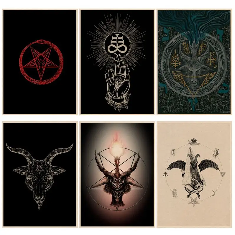 

Satanic Classic Movie Posters Decoracion Painting Wall Art Kraft Paper Posters Wall Stickers