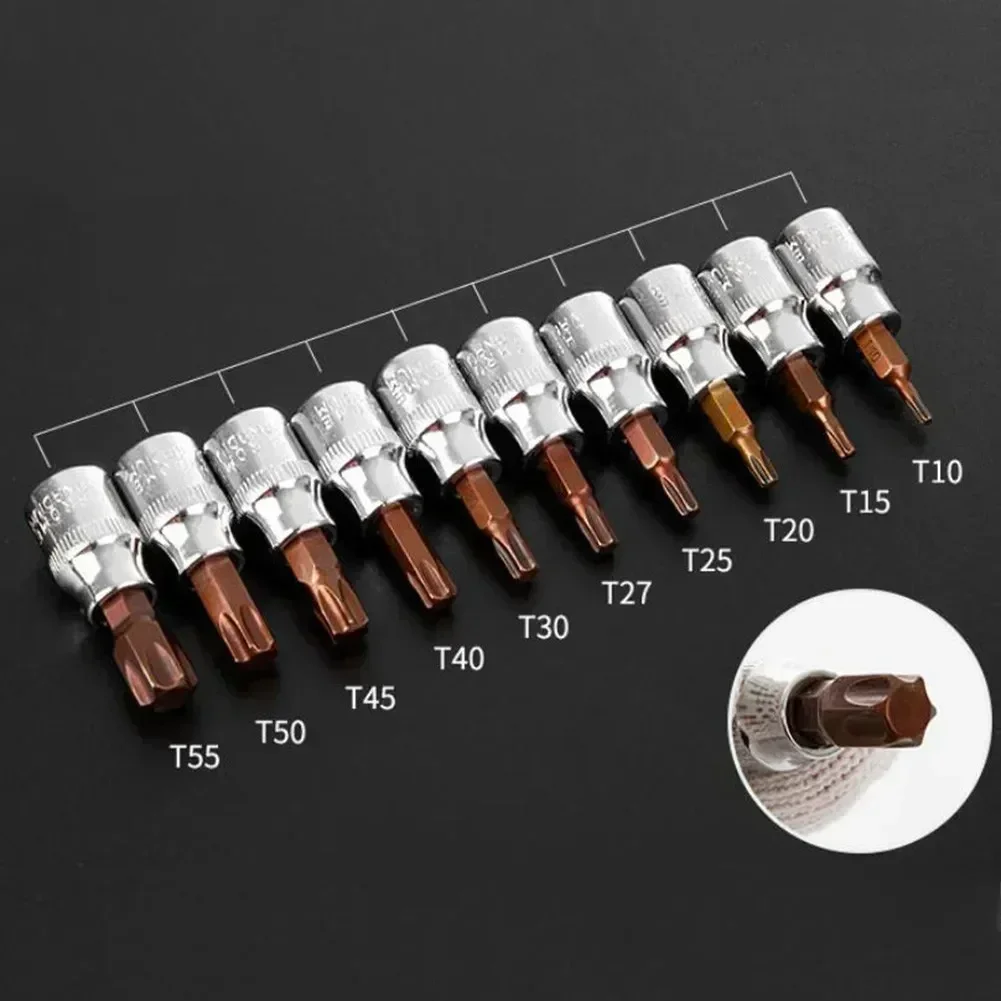 

3/8-дюймовая шестигранная торцевая насадка Torx Отвертка H3 H4 H5 H6 H8 H10 Адаптер торцевого ключа T30 T40 T50 T55