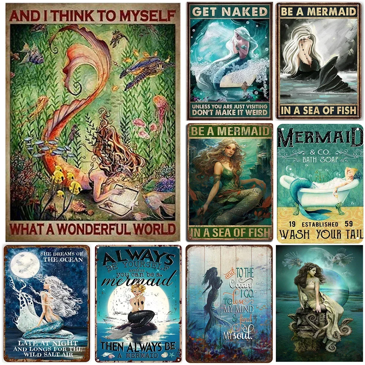 Современный стиль металлические таблички Олефина Rogatka Rusalka настенный декор