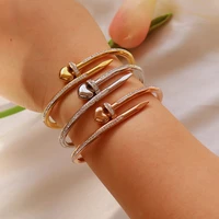 bangles stainless steel crystal gold color for women fashion jewelry love heart bangle