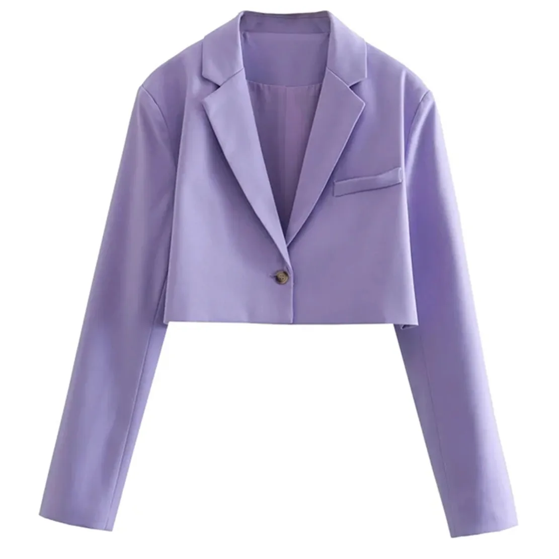 

Женский пиджак с высокой талией, укороченный Повседневный пиджак фиолетового цвета в английском стиле ретро, 2022