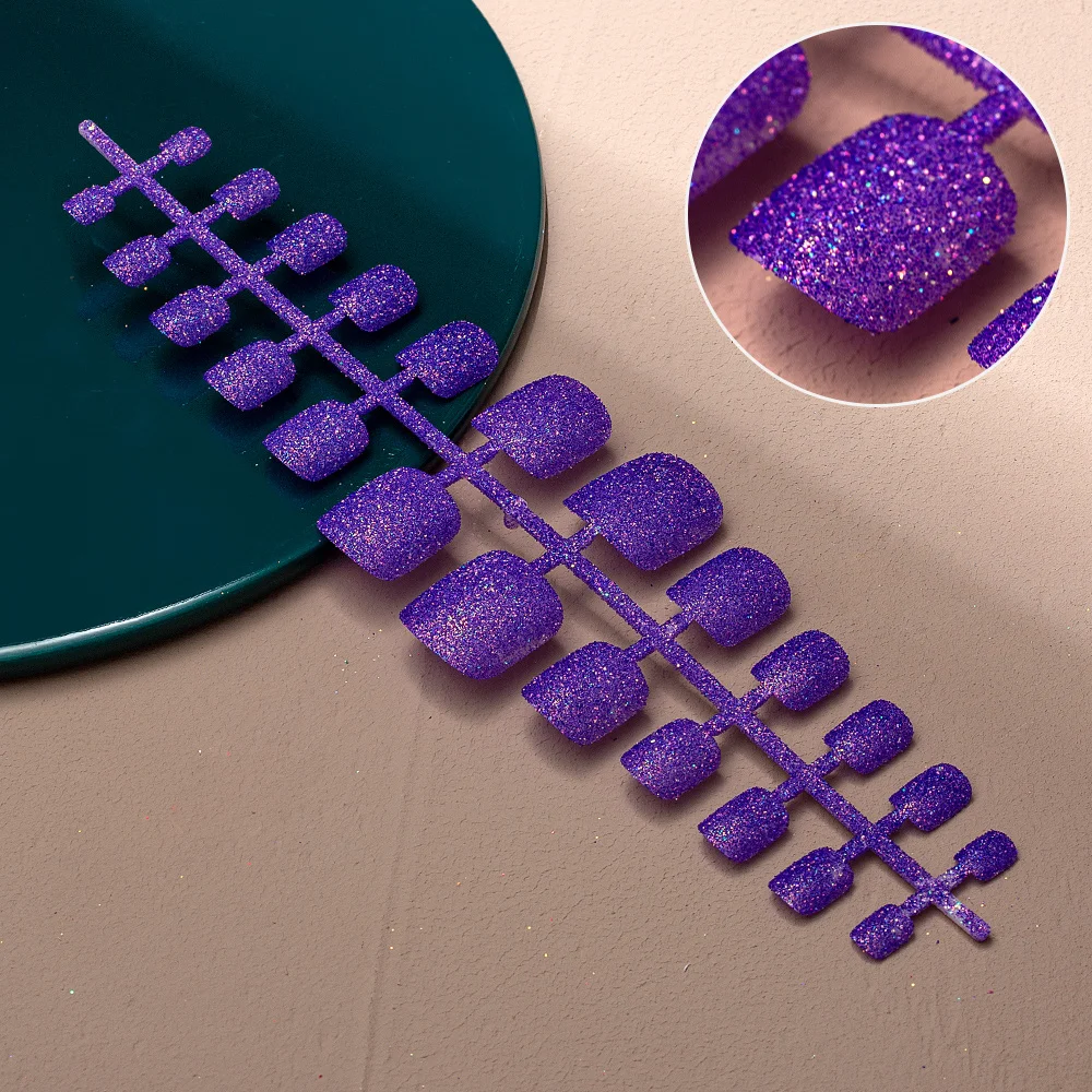 24 шт./компл. накладные ногти во французском стиле полное покрытие блестящая пудра