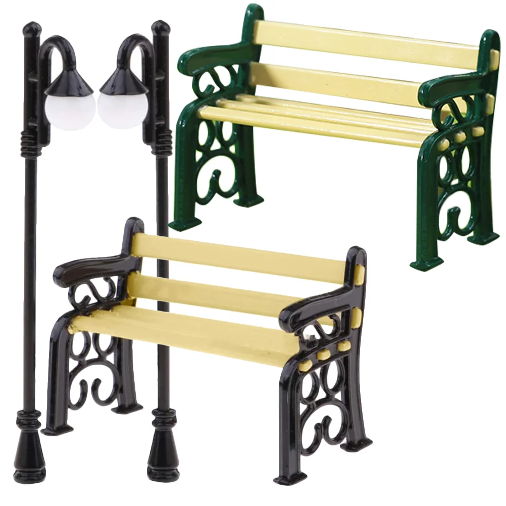 

Outdoor Furniture House Street Light Mini Lamp Post Chair Small Accessories Decor Model