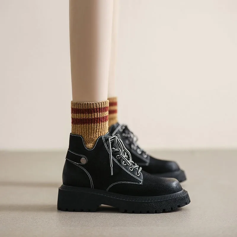 

Женские туфли на шнуровке, однотонные, хлопковые, высокие, толстая нескользящая подошва, удобная повседневная обувь с круглым носком