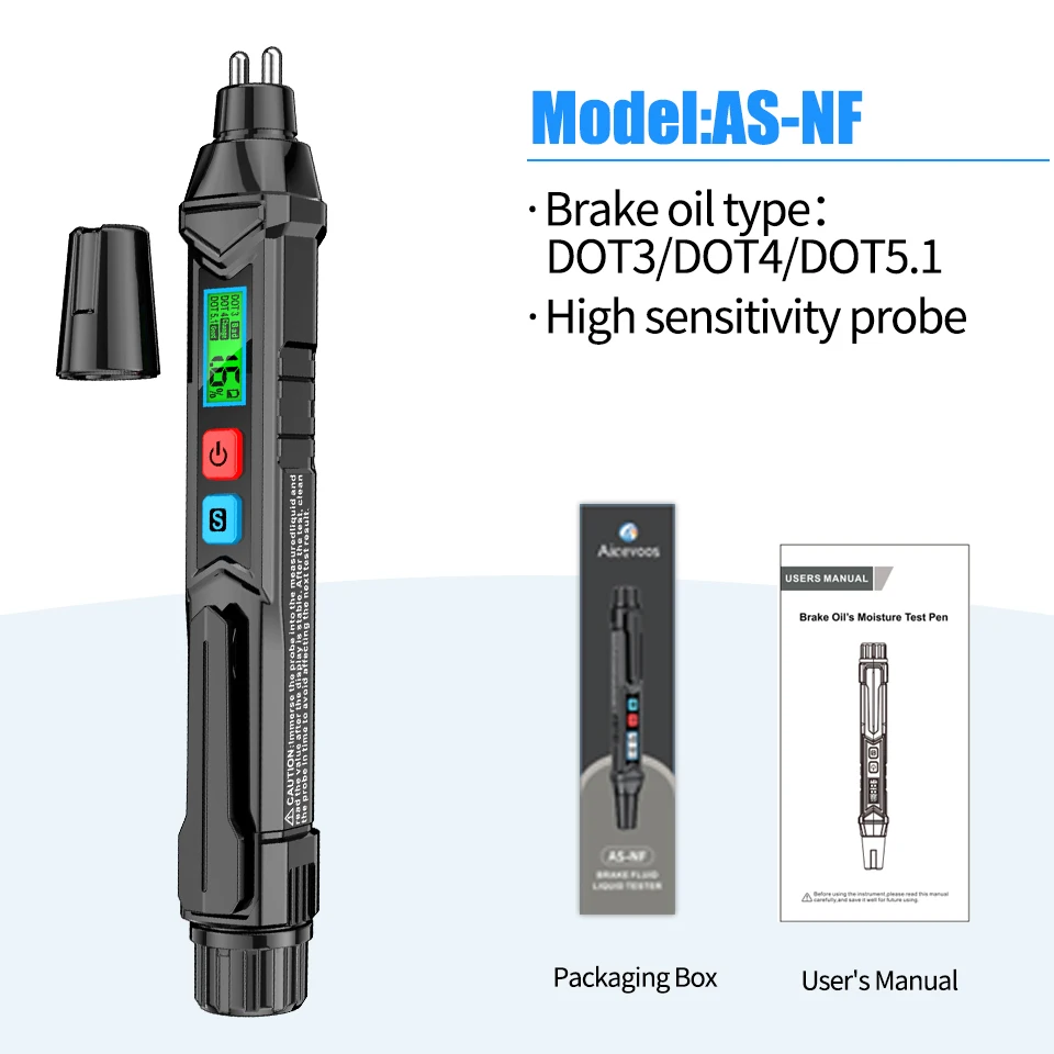 

Цифровой тестер тормозной жидкости Aicevoos AS-NF, автомобильный детектор тормозной жидкости для DOT3/DOT4/DOT5.1, точная ручка для тестирования тормозного масла