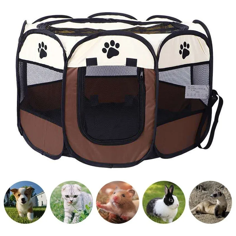 

Portable Folding Pet Tent Dog House Octagonal Cage For Cat Tent Playpen Puppy Kennel Easy Operation Fence Outdoor Big Dogs House