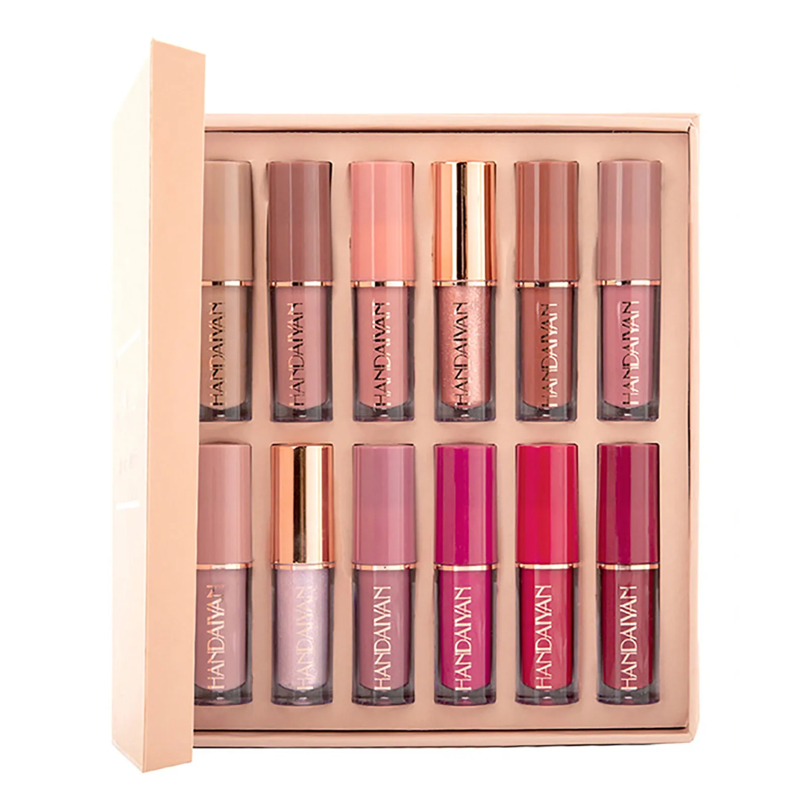 

12 Colors Book Matte Lip Glaze Set School Season | Waterproof Velvet Matte Lip Rouge Nude Lipstick Women Red Tint Lips Beauty