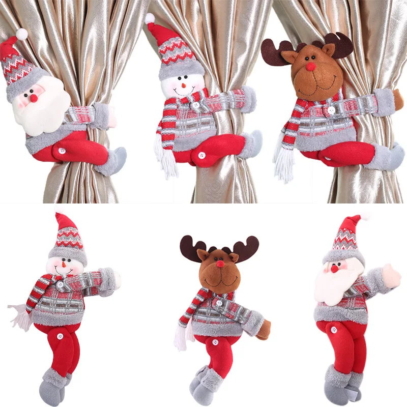 Christmas Cloth Curtain Holder Christmas Decorations for Home 2022 Navidad Ornaments New Year 2023 Natal Xmas Curtain Decor Noel