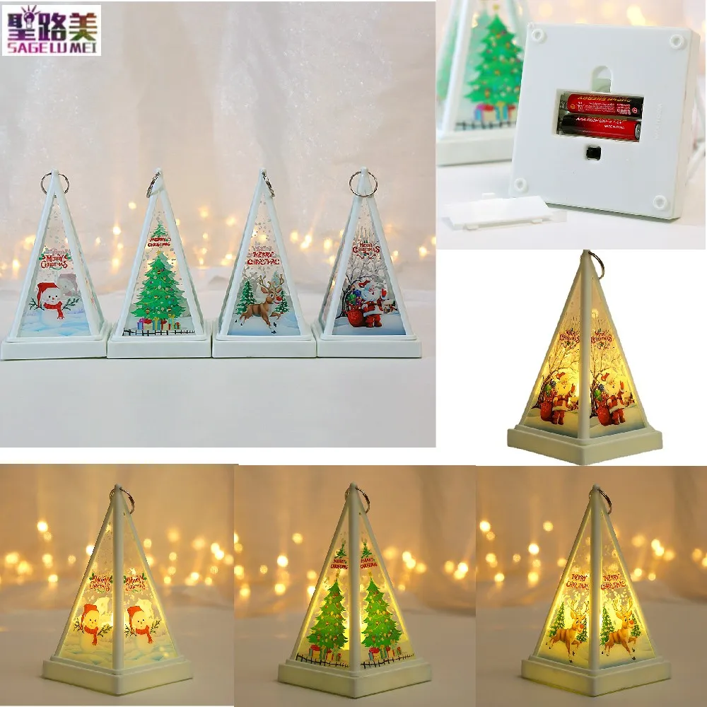 

New Led Portable Triangular Window Display Night Light Snowman Santa Claus Elk Christmas tree Creative Christmas Decoration Lamp
