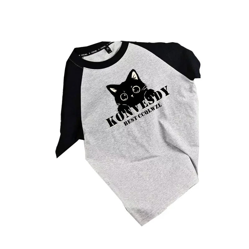 Pure Cotton Heavy Duty Color Blocking Short Sleeve T-Shirts Men Women's Loose Fit American Style Vintage High Street Qualit