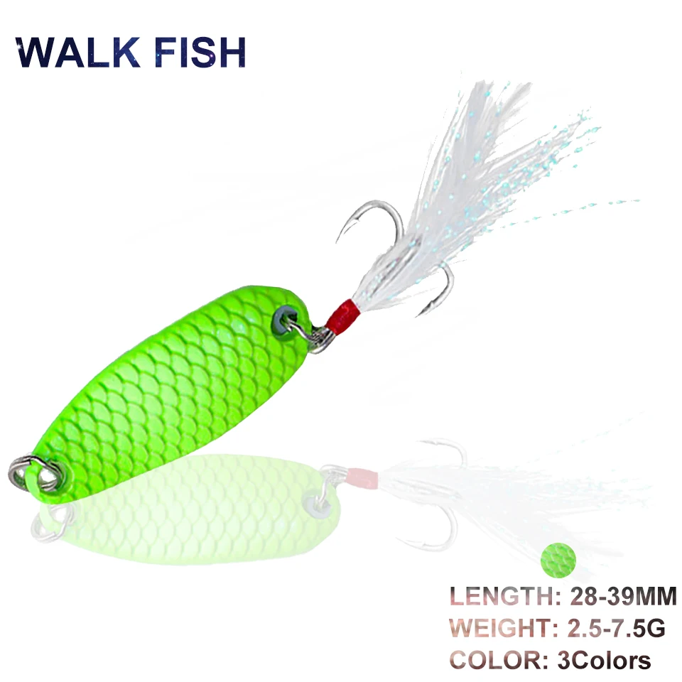 

WALK FISH 1 шт. 2,5/3,5/5/7. Искусственная металлическая приманка в виде ложки, искусственная жесткая приманка, имитация рыбной чешуи, рыболовная приманка для форели, карпа, Рыболовный инструмент