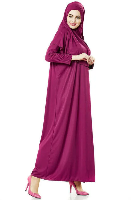 IQRAH One-Piece Prayer Gown-Prayer Rug-Rosary-Worship Set-Fuchsia