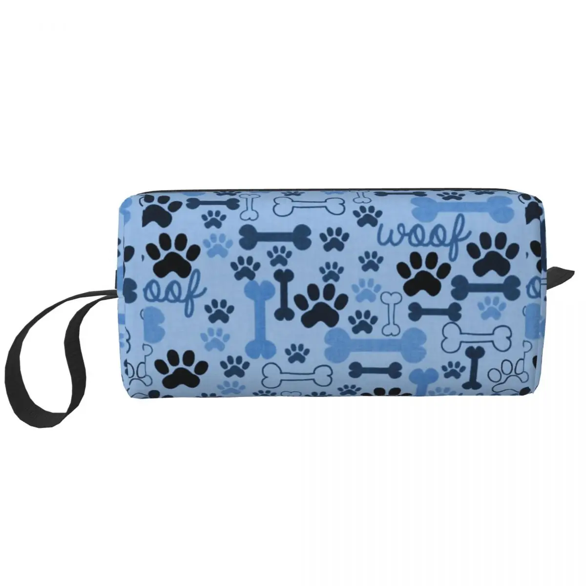 

Blue Dog Bones And Paw Prints Pattern Travel Toiletry Bag Women Animal Cartoon Footprint Cosmetic Makeup Bag Storage Dopp Kit