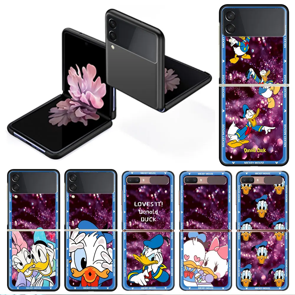 

Cartoon Disney Donald Duck Case for Samsung Z Flip 3 4 5G Capa for Galaxy Z Flip3 4G Black Hard Funda ZFlip4 Cover 6.7 Inches