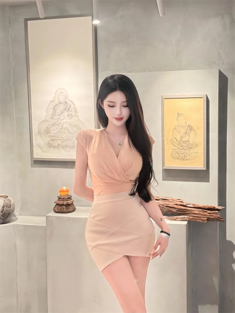 Корейская серия ранняя осень темпераментный топ с перекрестным v-образным