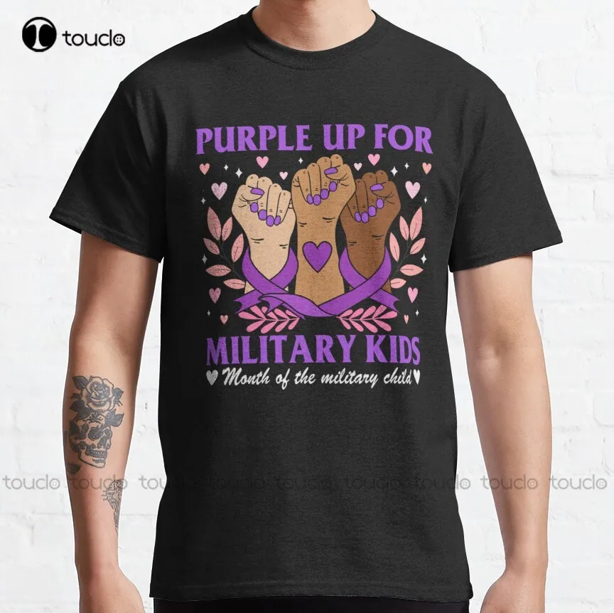 

Funny Purple Up For Military Kids - Military Child Month Gifts Classic T-Shirt Mens White Tshirt New Popular Breathable Cotton