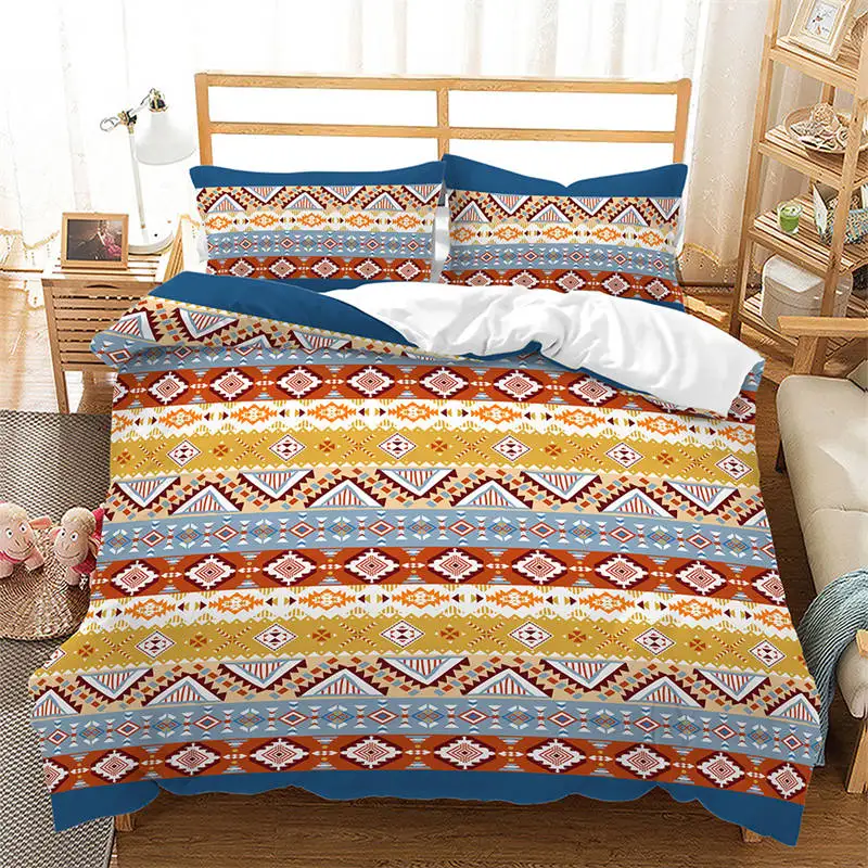 

Bohemia Geometric Duvet Cover Queen For Girls Adult Room Microfiber Mandala Comforter Cover Floral Folk Art Abstract Bedding Set
