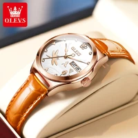 olevs fashion women skeleton automatic mechanical watch luxury brand leather strap elegant ladies watch waterproof clock reloj