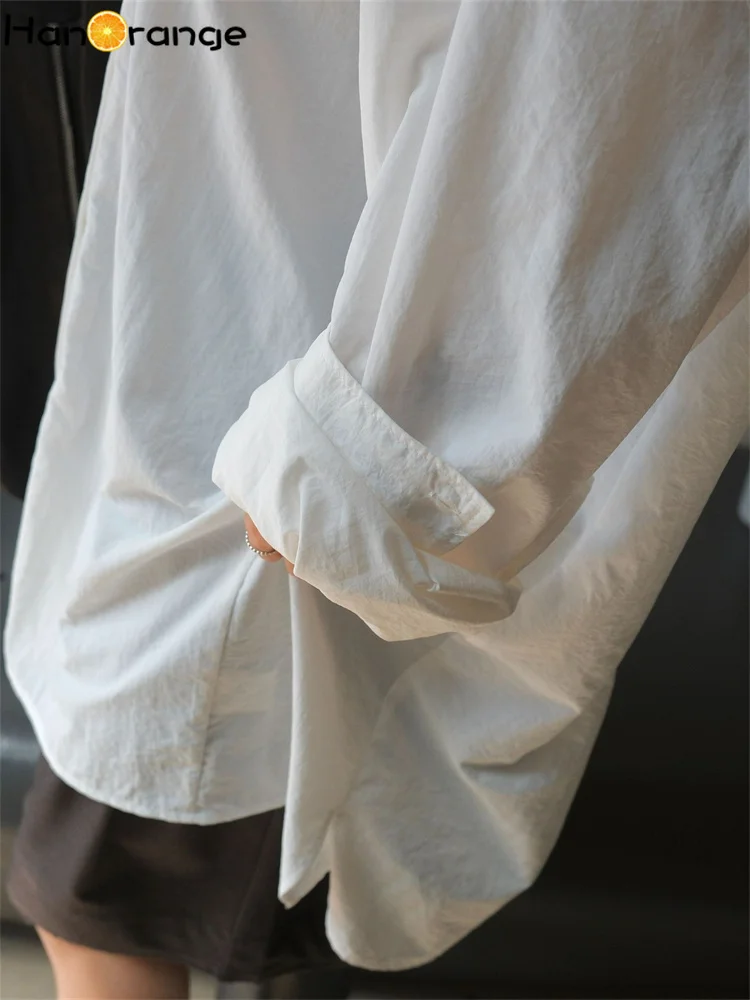 HanOrange 2024 осенняя ленивая рубашка с отложным воротником женская свободная