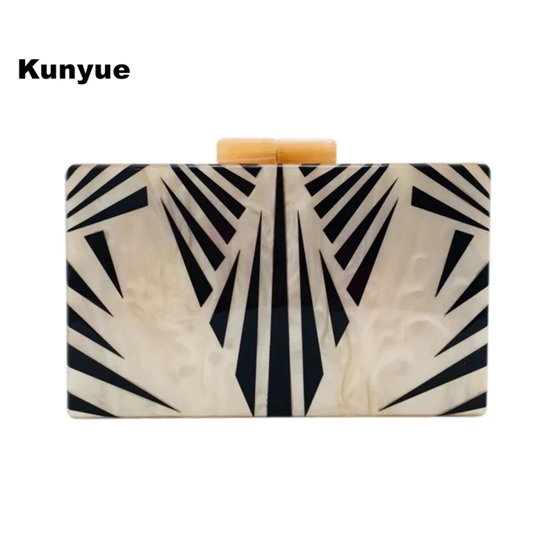 

New Wallet Brand Designer Vein Pattern Messenger Bag Print Acrylic Evening Bag Cute Clutch Purse Shoulder Chain Handbags