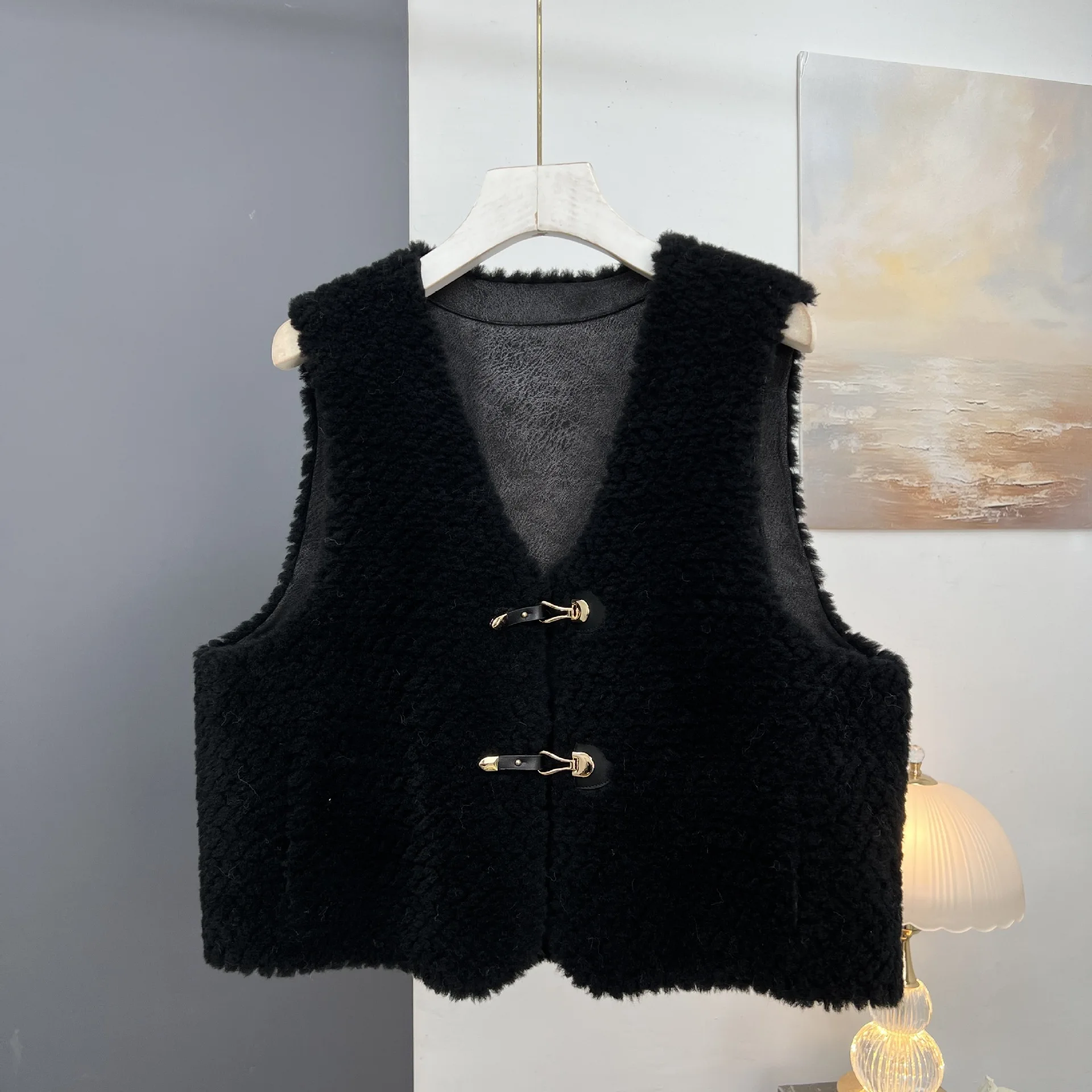 2024 осенне-зимний наряд новый жилет из овечьего меха меховой интегрированный