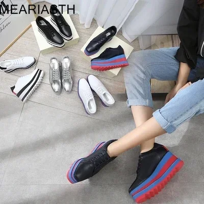 Meariasth/Новые полосатые цветные кроссовки на плоской платформе со звездами женская