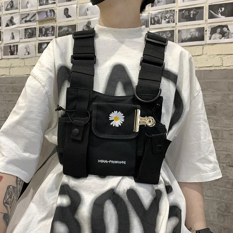 

Забавные тактические нейлоновые поясные сумки в стиле панк, маленькие нагрудные сумки, мужские сумки в стиле хип-хоп, 2020 уличных тактических сумок